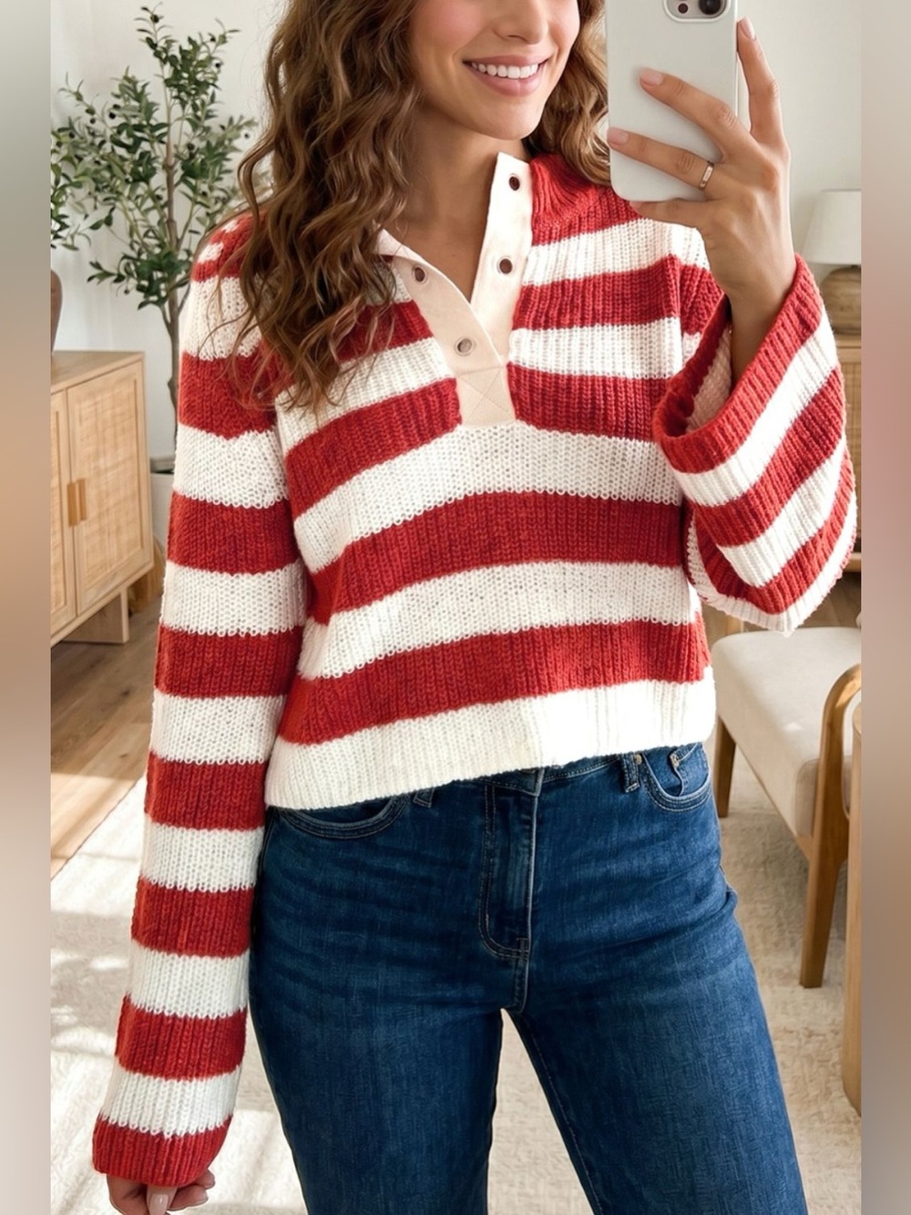 Striped Colorblock V Neck Long Sleeve Shift Sweater